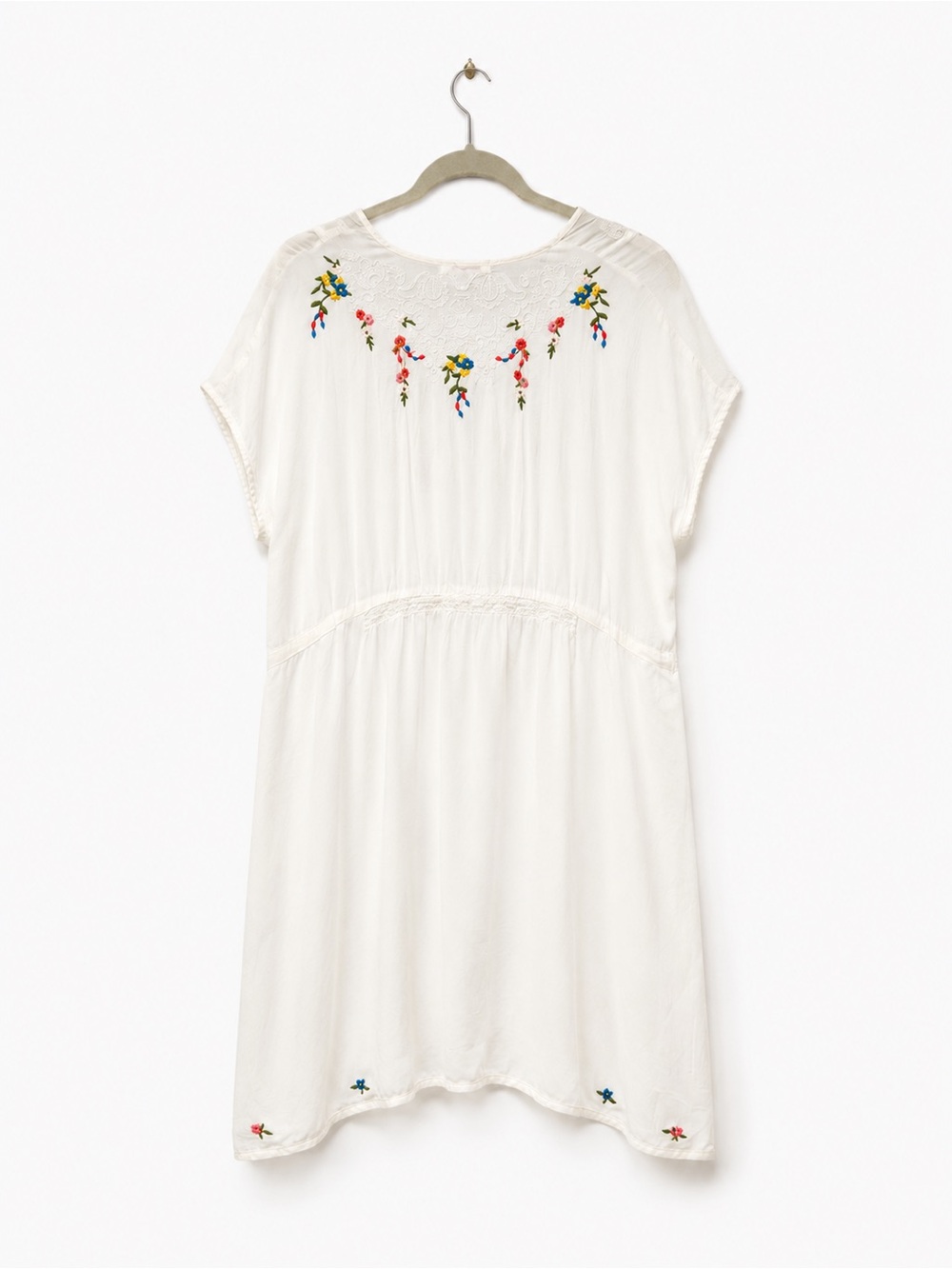 Johnny Was White Embroidered V-Neck Tunic Top with Floral Accents - Picture 2 of 6